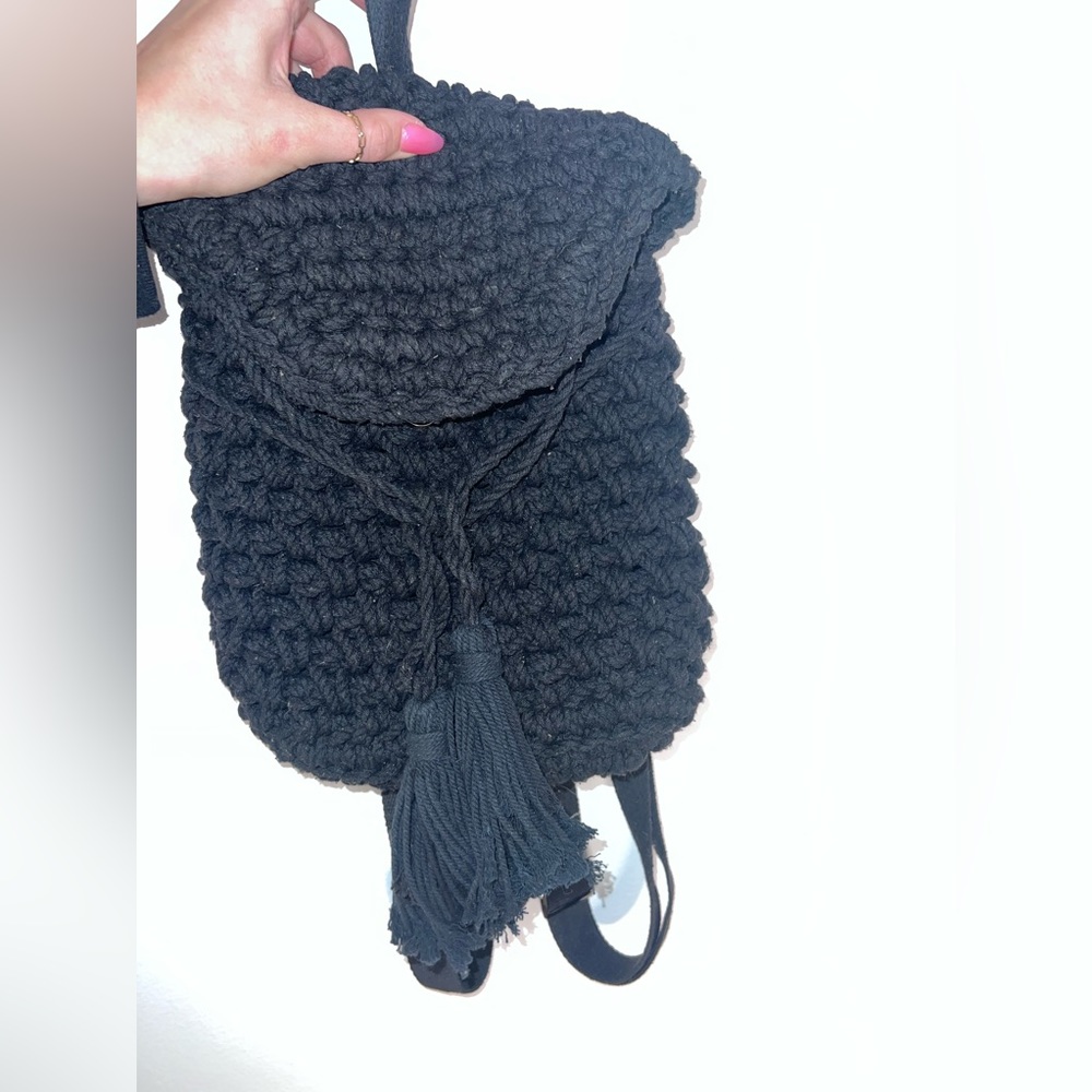 Black Macrame Backpack - image 3